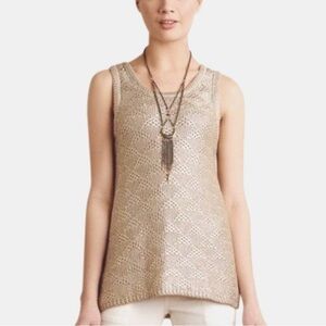 Anthropologie Moth Knit Metallic Gold Sweater Tank Size S